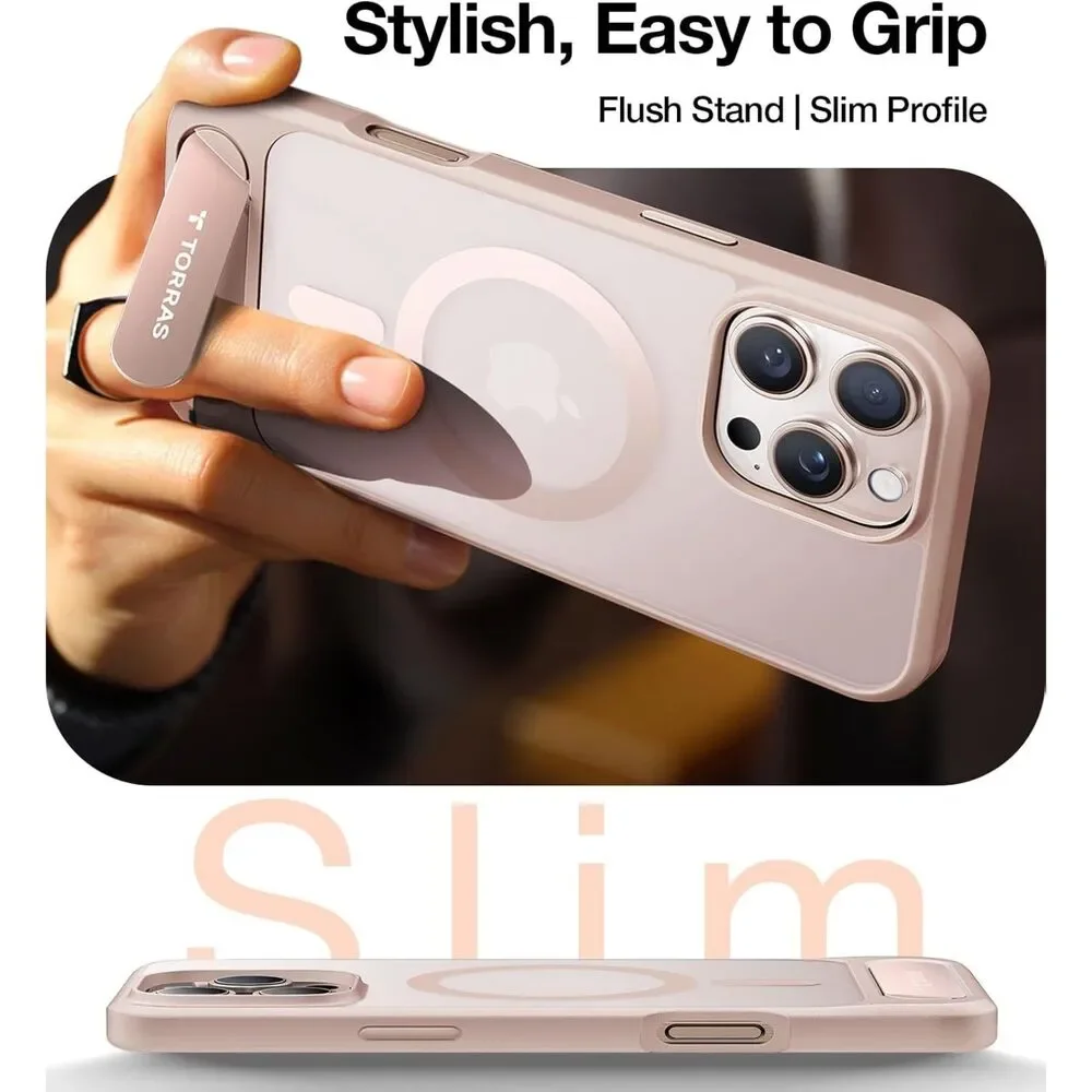 iPhone 16 Pro Max Case Translucent Natural Titanium Gold - MagSafe Kickstand